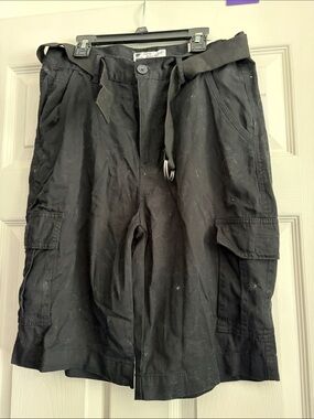 Men's Black Cargo Shorts with Utility Belt